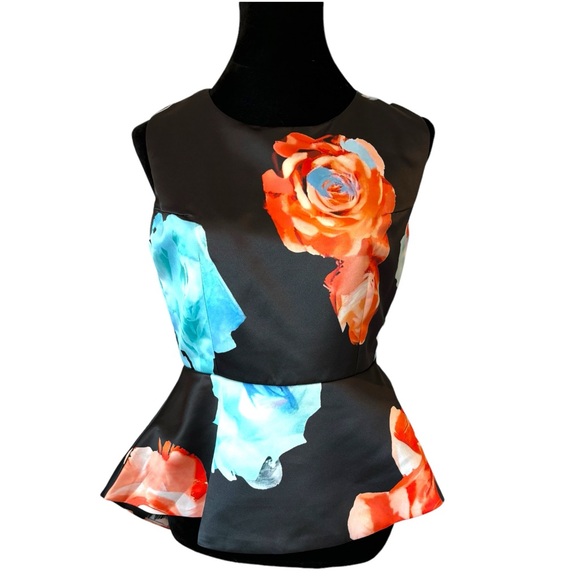 Dramatic Floral High Low Peplum Top - Picture 13 of 13